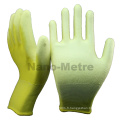 NMSAFETY bonne qualité 13g jardin PU gants / nylon jaune doublure PU gants / gant de laine